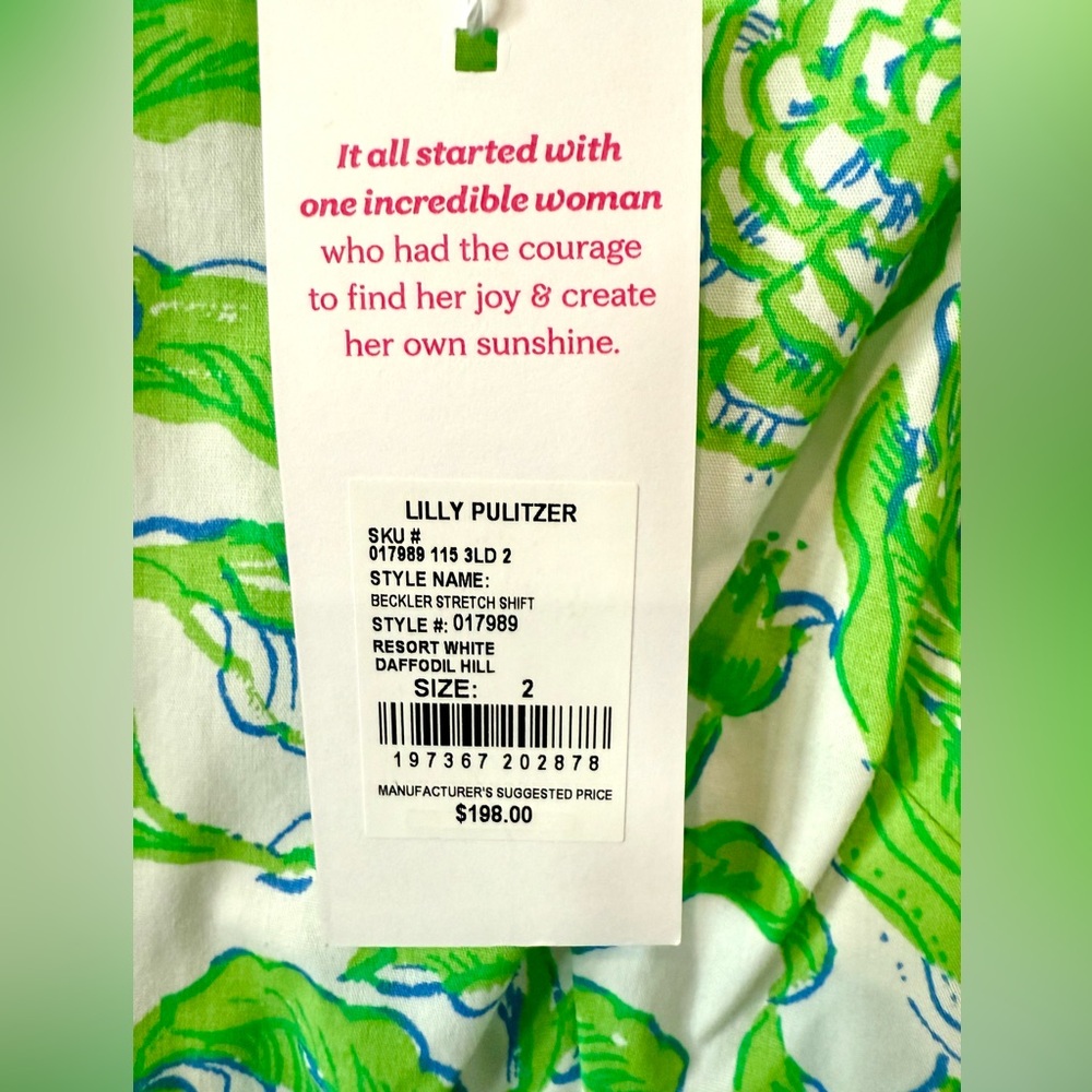 NWT Lilly Pulitzer Beckler shift dress in Resort White Daffodil Hill, size 2. - Picture 2 of 5